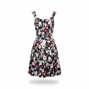 White House Black Market Floral Print Fit & Flare Scoop Neck Dress Size 4